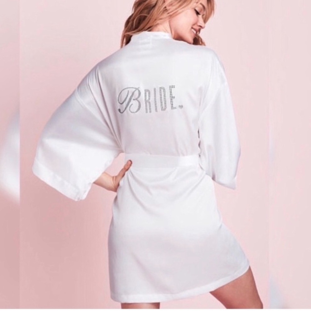 {Victoria's Secret}I Do Bridal Satin Bride Embellished Robe Women’s White